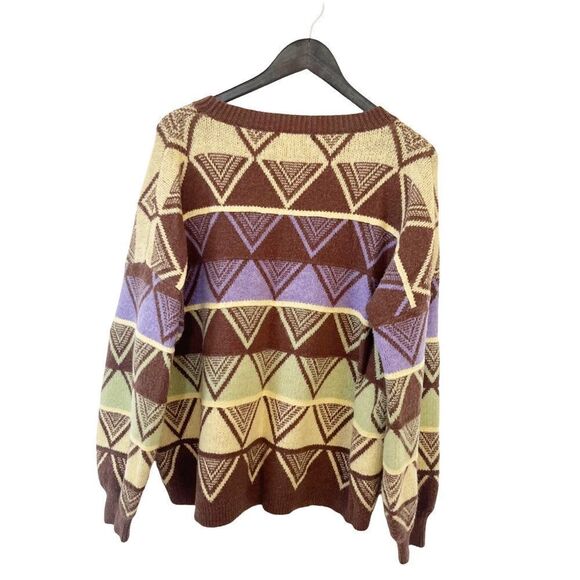 SHEIN MOD Multicolor Geometric Pattern Crewneck Sweater - Picture 5 of 7